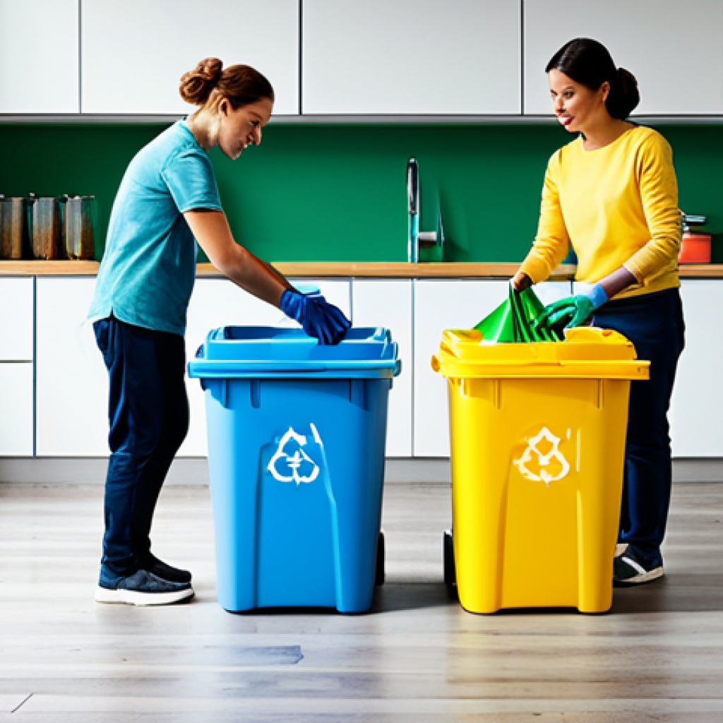 폐기물처리 초보자를 위한 가이드 - Home Waste Separation**

"A family separating household waste into different colored bins (green for...