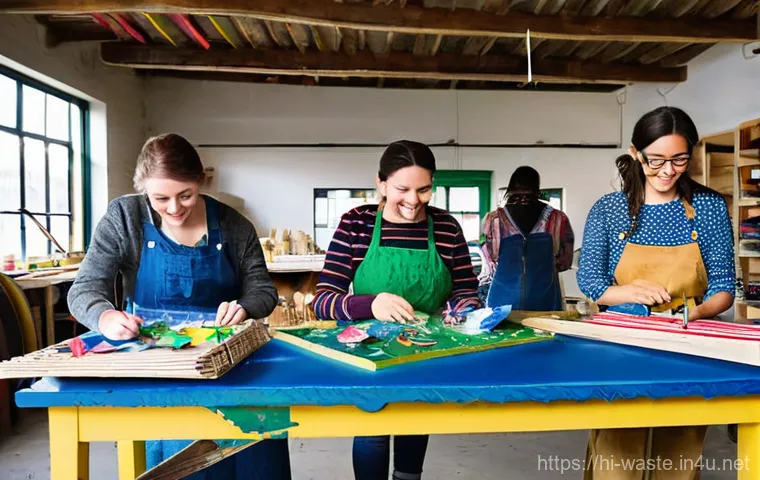 폐기물처리 현장 사례 분석 - **Prompt 1: Creative Recycling Community Workshop**
    A vibrant, bustling community workshop scene...