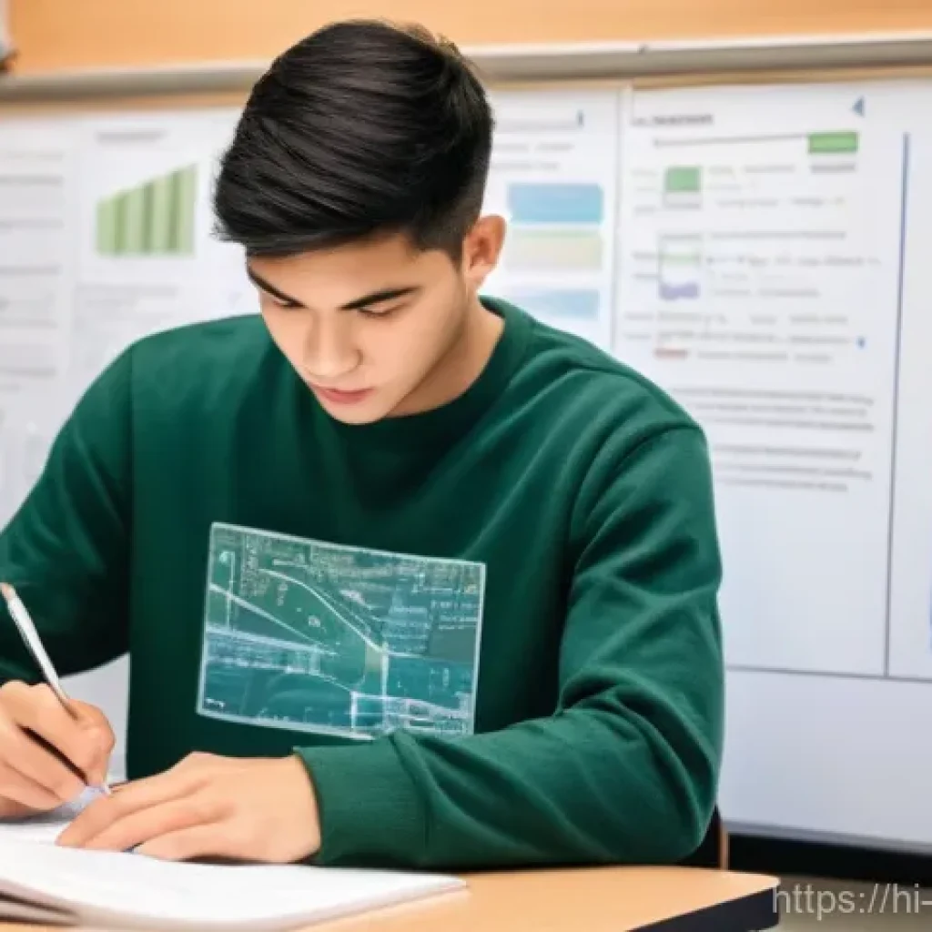 폐기물처리기사 필기시험 합격률 높이는 팁 - **Prompt:** A focused young adult, appearing to be in their early twenties, is diligently studying a...
